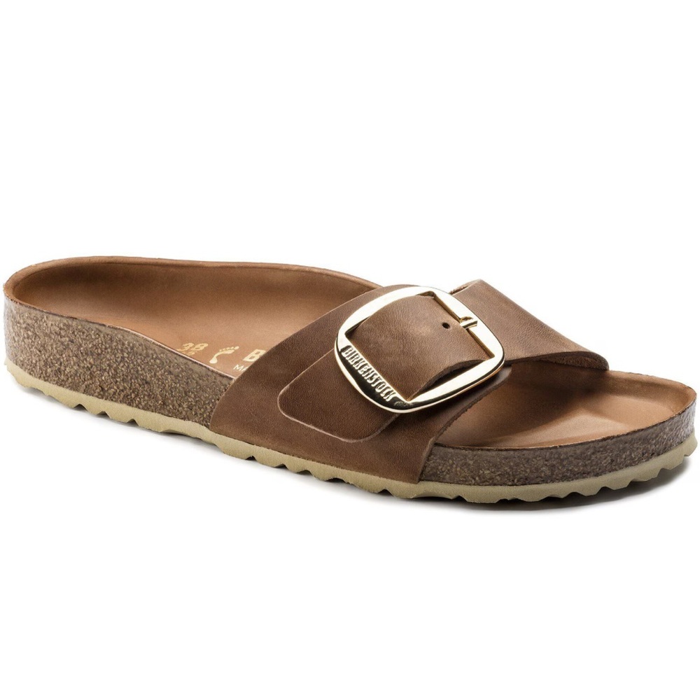 Birkenstock Madrid Big Buckle Oiled Leather Cognac